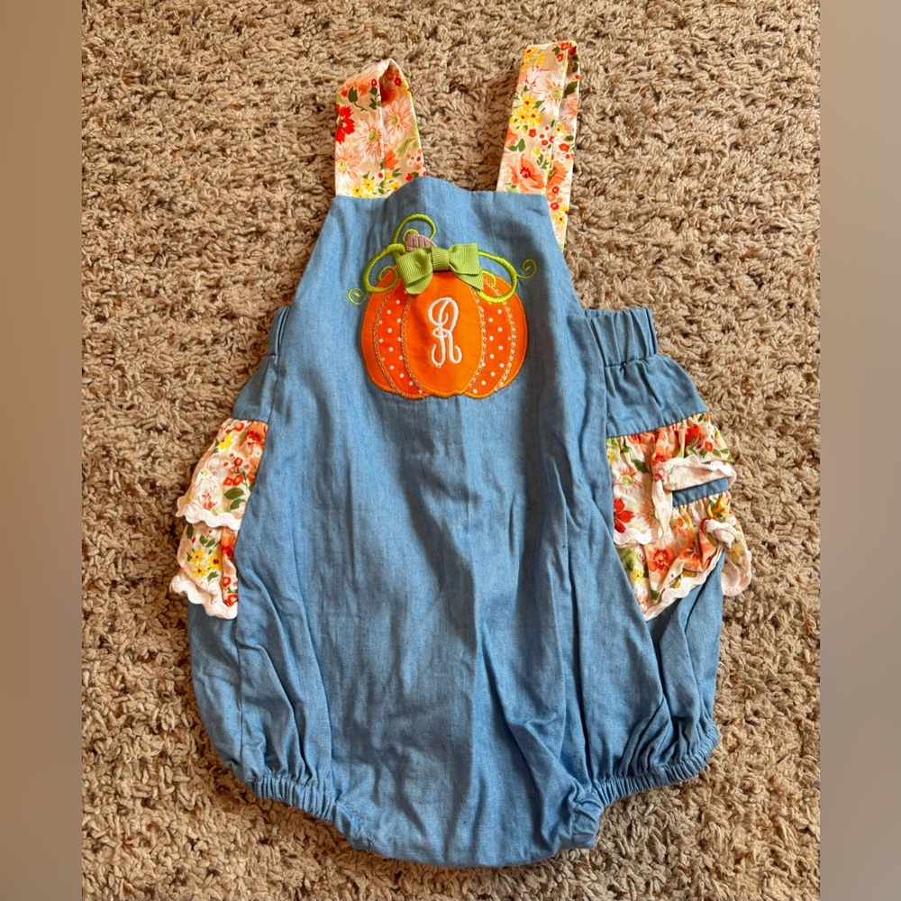 Floral Pumpkin 6-9 Bubble NWOT - Picture 1 of 3